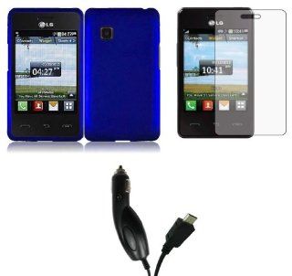 LG 840G   Premium Accessory Kit   Blue Hard Cover Case + ATOM LED Keychain Light + Screen Protector + Micro USB Car Charger Cell Phones & Accessories