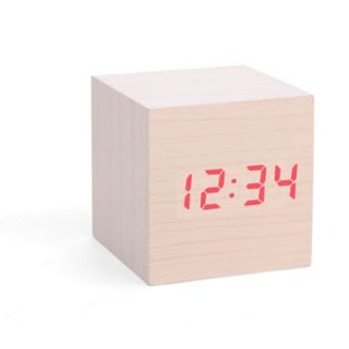 Kikkerland Clap On Cube Alarm Clock AC22 / AC22 DK Color Light Wood