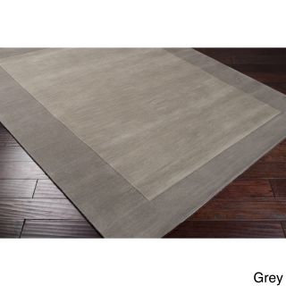 Surya Carpet, Inc Hand Loomed Odele Solid Bordered Tone on tone Wool Area Rug (8 X 11) Black Size 8 x 11