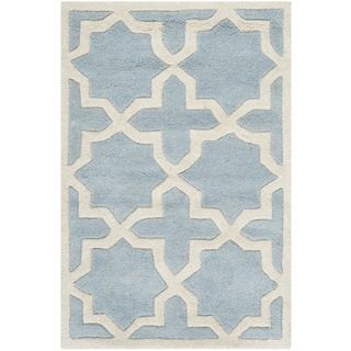 Safavieh Handmade Moroccan Chatham Blue/ Ivory Wool Rug With .5 inch Pile (23 X 5)