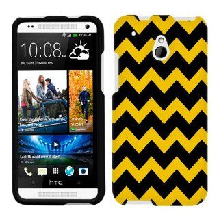 HTC One Mini Chevron Gold and Black Pattern Phone Case Cover Cell Phones & Accessories