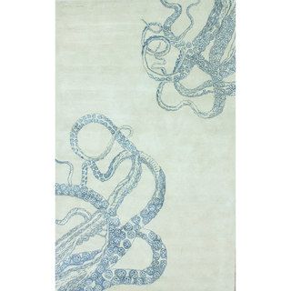 Nuloom Handmade Octopus Tail Faux Silk / Wool Ivory Rug (76 X 96)