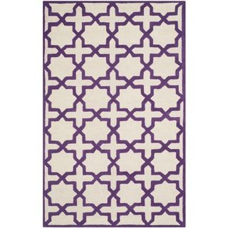 Safavieh Handmade Moroccan Cambridge Ivory/ Purple Wool Rug (4 X 6)