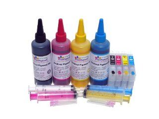 PrintPayLess Brand Pre Filled Pigment Ink Refillable Cartridges for Epson 127 (non OEM) WorkForce 840, WorkForce 845, WorkForce WF 7010, WorkForce WF 7510, WorkForce WF 7520 , Workforce WF 3520, Workforce WF 3530, and Workforce WF 3540 Printers + 400 ml (