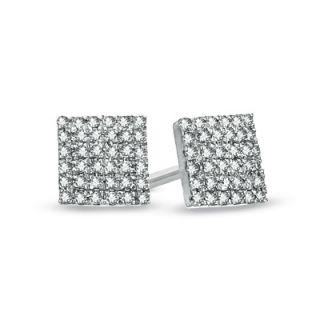 CT. T.W. Diamond Square Stud Earrings in 10K White Gold   Zales