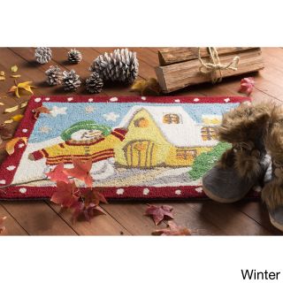 Hand hooked Merry Christmas Happy Holidays Accent Rugs (18 X 25)