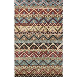 Isaac Mizrahi By Safavieh Calico Stripe Blue/ Multi Wool Rug (8 X 10)