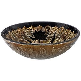 Black/ Gold Floral Glass Sink Bowl
