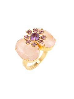 Rose Quartz & Amethyst Floral Ring by Bounkit
