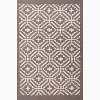 Hand made Gray/ Ivory Wool Easy Care Rug (2x3)