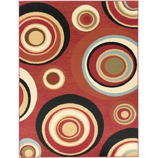 Dark Red Abstract Circle Design Area Rug (710 X 910)