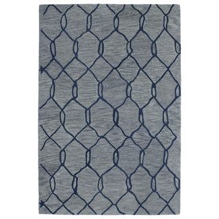 Hand tufted Utopia Tile Blue Wool Rug (2 X 3)