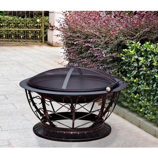 30 inch Red Bronze Brush Scroll Fire Pit