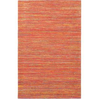 Hand Woven Dhurrie Red Viscose Rug (51 X 8)