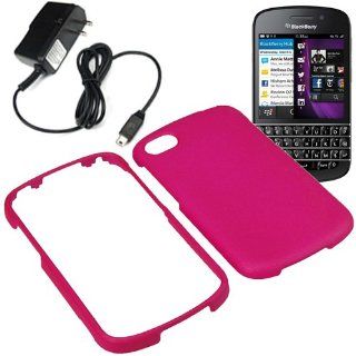 BW Hard Shield Shell Cover Snap On Case for AT&T, Sprint, Verizon BlackBerry Q10 + Travel Charger Magenta Pink Cell Phones & Accessories