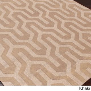 Hand loomed Nord Solid Tone Geometric Wool Area Rug (33 X 53)