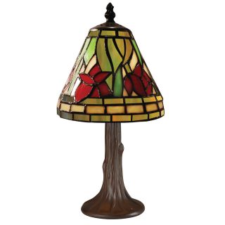 Z lite Mini Multicolor Tiffany Table Lamp With Chestnut Brown Finish