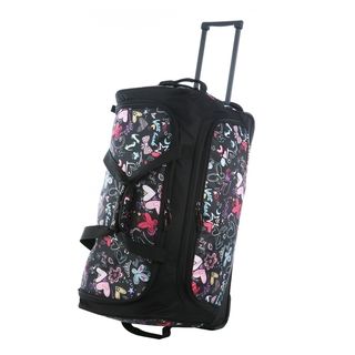 Olympia 26 inch Fashion Printed Butterfly Rolling Upright Duffel Bag