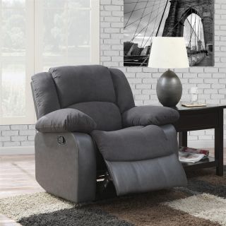 Grey Microfiber And Faux Leather Recliner