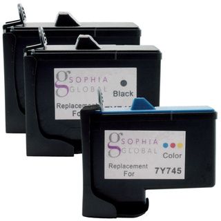 Sophia Global Remanufactured Ink Cartridge Replacement For Dell 7y743 And 7y745 (2 Black, 1 Color)