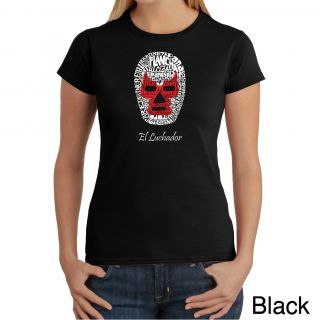 Los Angeles Pop Art Los Angeles Pop Art Womens Luchador Wrestling Mask T shirt Black Size XS (2  3)
