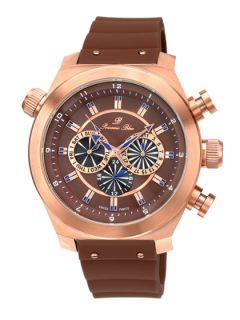 Mens Sydney Rose Gold & Brown Silicone Watch by Porsamo Bleu