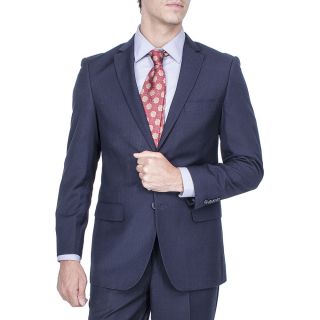 Mens Modern Fit Navy Blue Tonal Stripe 2 button Suit With Pleated Pants