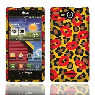 LG Lucid 4G VS840 Leopard Kisses Rubberized Cover Cell Phones & Accessories