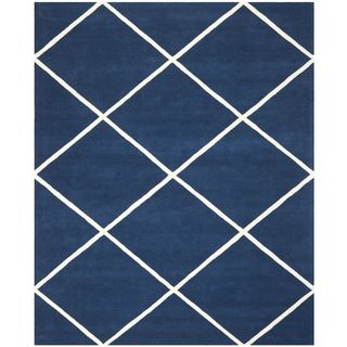 Safavieh Handmade Moroccan Chatham Dark Blue/ Ivory Wool Rug (89 X 12)