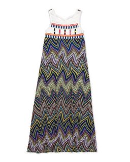 Zigzag Print Button Detailed Patio Dress, Sizes 7 14