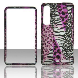 2D Pink Safari Motorola Droid 3 XT862, XT860, Milestone 3 Verizon Case Cover Hard Phone Case Snap on Cover Rubberized Touch Faceplates Cell Phones & Accessories