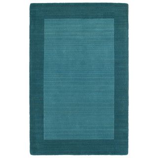 Borders Hand tufted Turquoise Wool Rug (80 X 100)