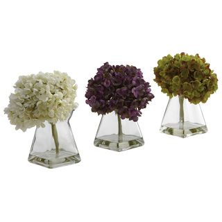 Hydrangea And Vase Set (set Of 3)