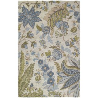 Lawrence Sandy Blue Floral Hand tufted Wool Rug (8 X 11)