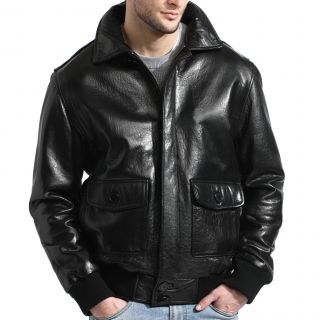 Tanners Avenue Tanners Avenue Mens Black Lambskin Leather Bomber Jacket Black Size 36R