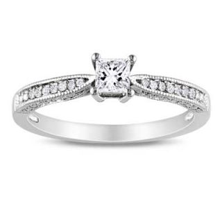 Princess Cut Lab Created White Sapphire and Diamond Accent Promise