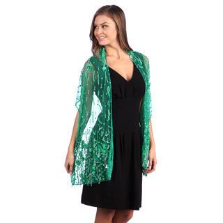 Selection Privee Paris Evening Dressy Green Beaded Silk Sheer Shawl Wrap