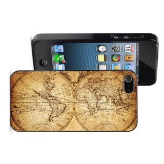 Apple iPhone 4 4S 4G Black 4B863 Hard Back Case Cover Color Vintage Map of the World Cell Phones & Accessories