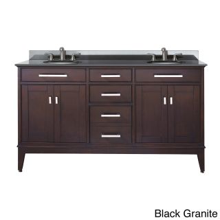 Avanity Madison 60 inch Double Vanity In Light Espresso Finish With Dual Sinks And Top
