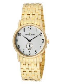 JACQUES LEMANS GU115Q  Watches,Womens White Dial Gold Plated Stainless Steel, Casual JACQUES LEMANS Quartz Watches