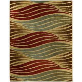 Striped Wave Ivory Contemporary Area Rug (33 X 5)