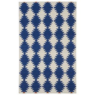 Flatweave Tribeca Blue Wordly Wool Rug (5 X 8)