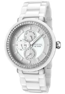 Fossil CE1008  Watches,Womens White Crystal White Mother Of Pearl Dial White Ceramic, Casual Fossil Quartz Watches
