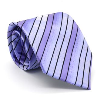 Ferrecci Purple Striped Neck Tie And Handkerchief Set