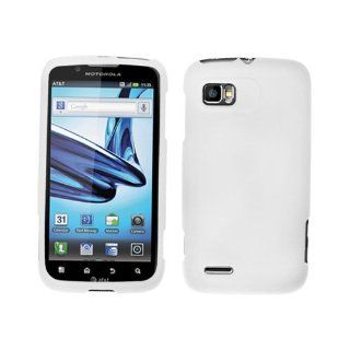 Hard Plastic Snap on Cover Fits Motorola MB865 Atrix 2 White Rubberized AT&T Cell Phones & Accessories