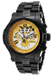 Renato TIB Y TIB 5040  Watches,Mens T Rex Generation II Chronograph Black Steel Yellow Dial, Limited Edition Renato Quartz Watches