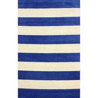 Nuloom Hand tufted Wide Stripes Blue New Zealand Wool Rug (5 X 8)