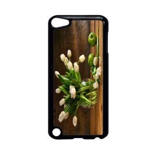 Rikki KnightTM White Tulips In Glass Vase On Rustic Wood With Green Apples Design iPod Touch Black 5th Generation Hard Shell Case Computers & Accessories