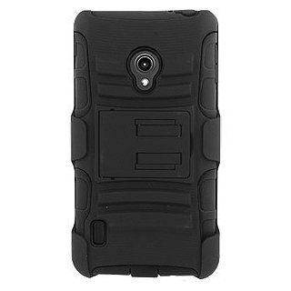 Dual Layer Kickstand Case w/ Holster for LG Lucid2 VS870, Black/Black Cell Phones & Accessories