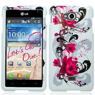 Pink White Flower Hard Cover Case for LG Spirit 4G MS870 Cell Phones & Accessories
